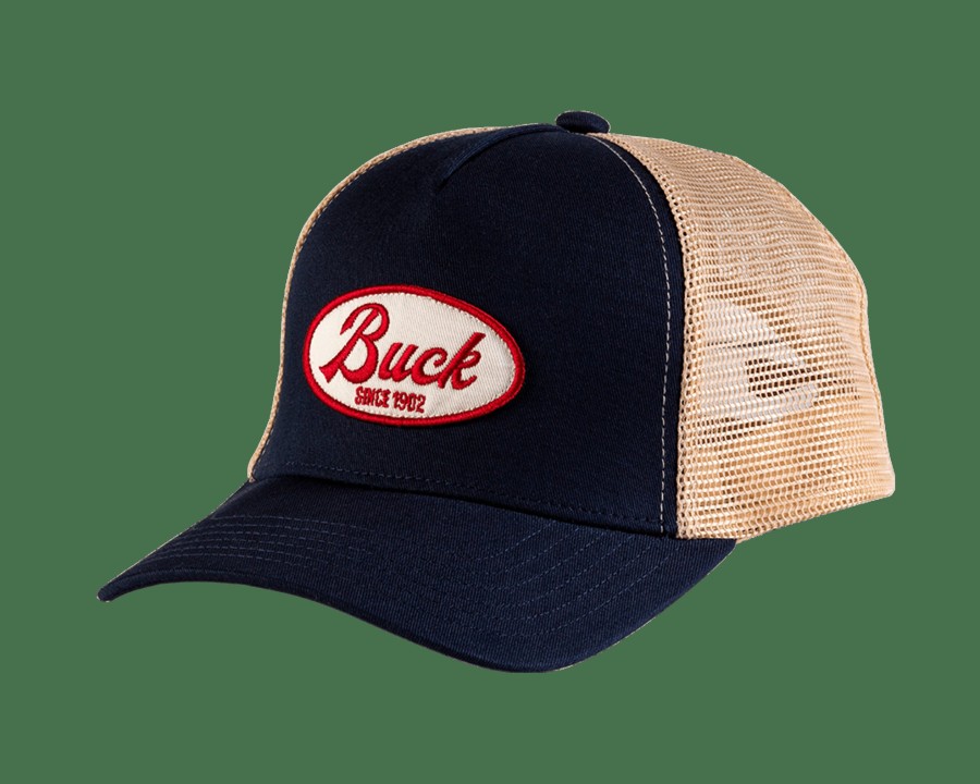 Buck Gear Buck Knives | Buck Embroidered Logo Trucker Hat - Blue/Khaki